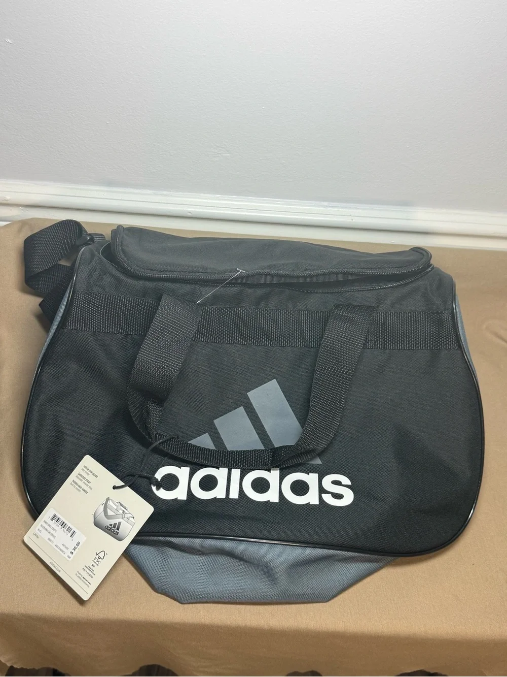 adidas Black Small Duffel Bag with White Logo